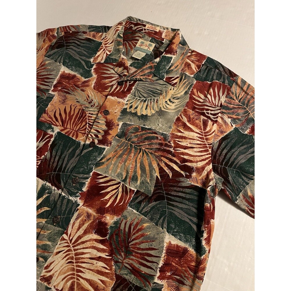 Reyn Spooner Hawaiian Shirt Regency 100% Silk Jacquard Shirt LARGE Floral Hawaii